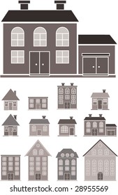 black-white houses silhouettes.vector