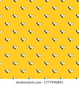 Black-white isometric symbols of cryptocurrency litecoin seamless pattern on a yellow background. Modern business geometric illustration. Vector eps10