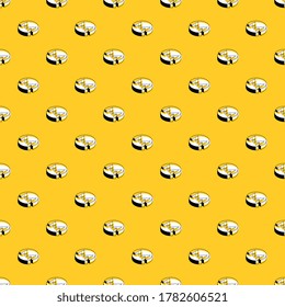 Black-white isometric symbols of cryptocurrency monero seamless pattern on a yellow background. Modern business geometric illustration. Vector eps10