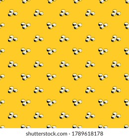 Schwarzweiß-isometrische Symbole der Kryptowährung von Ripple auf gelbem Hintergrund. Moderne, geometrische Darstellung der Geschäftswelt. Vektor-nahtloses Muster eps10