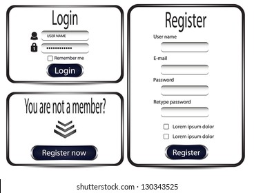 Black/White Login Register - vector