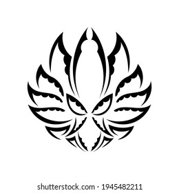 Black-white lotus pattern in Simple style. Isolated. Vector