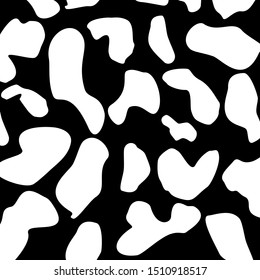 Black-white milk cow artwork background. abstract Black and white dog pattern Black background.

