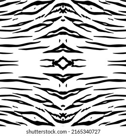 Black-White Motifs Pattern Inspired by Tiger Motif Pattern. Decoration for Interior, Exterior, Carpet, Textile, Garment, Cloth, Silk, Tile, Plastic, Paper, Wrapping, Wallpaper, Pillow, and Background