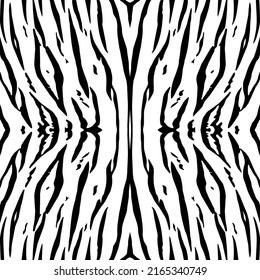 Patrón de motivos blanco-negro inspirado por el patrón de los motivos del tigre. Decoración de interiores, exteriores, alfombras, textiles, prendas de vestir, tela, seda, mosaico, plástico, papel, envuelto, tapicería, almohada y fondo