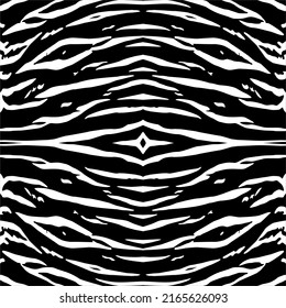 Black-White Motifs Pattern Inspired by Tiger Motif Pattern. Decoration for Interior, Exterior, Carpet, Textile, Garment, Cloth, Silk, Tile, Plastic, Paper, Wrapping, Wallpaper, Pillow, and Background