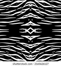 Black-White Motifs Pattern Inspired by Tiger Motif Pattern. Decoration for Interior, Exterior, Carpet, Textile, Garment, Cloth, Silk, Tile, Plastic, Paper, Wrapping, Wallpaper, Pillow, and Background