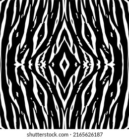 Black-White Motifs Pattern Inspired by Tiger Motif Pattern. Decoration for Interior, Exterior, Carpet, Textile, Garment, Cloth, Silk, Tile, Plastic, Paper, Wrapping, Wallpaper, Pillow, and Background