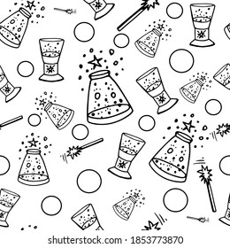 
Black-white pattern magic and sorcery. Design for textiles and wrapping paper.