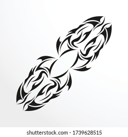 Schwarzweißmuster für ein Tattoo auf einem hellen Hintergrund. Vector-Abbildung.