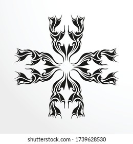 Black-white pattern for a tattoo on a light background. Vector illustration.