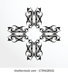 Patrón blanco-negro para un tatuaje sobre un fondo claro. Ilustración vectorial.