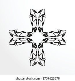 Black-white pattern for a tattoo on a light background. Vector illustration.
