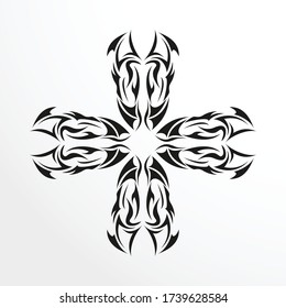 Black-white pattern for a tattoo on a light background. Vector illustration.