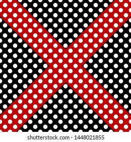 Black,white and red seamless polka dot pattern. cross or plus sign. vector modern design illustration