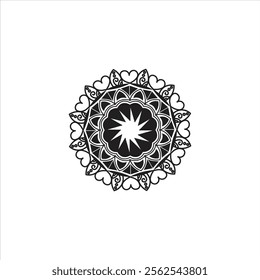 Black-white Round Art mandala vector pattern.