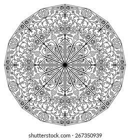 Black-white round ethnic pattern. Element for design