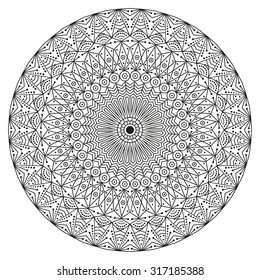 Black-white round ethnic pattern. Element for design