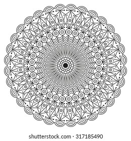 Black-white round ethnic pattern. Element for design