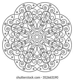 Black-white round ethnic pattern. Element for design