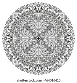 Black-white round ethnic pattern. Element for design