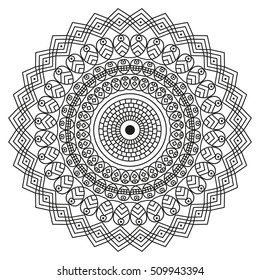 Black-white round ethnic pattern. Element for design