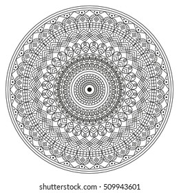 Black-white round ethnic pattern. Element for design