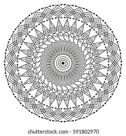 Black-white round ethnic pattern. Element for design