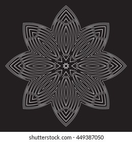 The black-white round floral pattern. Geometric fashion pattern. The circular pattern. Decorative items to decorate your work