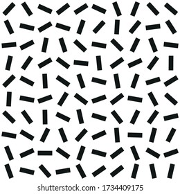 Black-white seamless pattern with strokes . Geometric Memphis Style Background