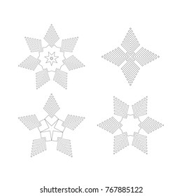 Black-white set. Circular patterns, logo, icon. Vector illustration