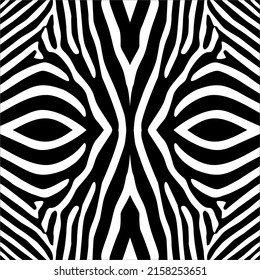 Black-White Stripes Lines Motifs Pattern Inspired by Zebra. Decoration for Interior, Exterior, Carpet, Textile, Garment, Cloth, Silk, Tile, Plastic, Paper, Wrapping, Wallpaper, Pillow, Background, Ect