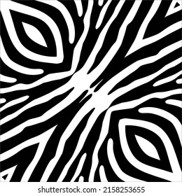 Black-White Stripes Lines Motifs Pattern Inspired by Zebra. Decoration for Interior, Exterior, Carpet, Textile, Garment, Cloth, Silk, Tile, Plastic, Paper, Wrapping, Wallpaper, Pillow, Background, Ect
