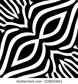 Black-White Stripes Lines Motifs Pattern Inspired by Zebra. Decoration for Interior, Exterior, Carpet, Textile, Garment, Cloth, Silk, Tile, Plastic, Paper, Wrapping, Wallpaper, Pillow, Background, Ect