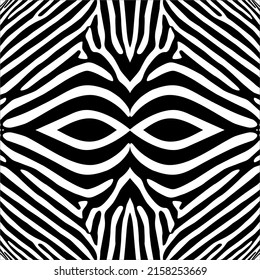 Black-White Stripes Lines Motifs Pattern Inspired by Zebra. Decoration for Interior, Exterior, Carpet, Textile, Garment, Cloth, Silk, Tile, Plastic, Paper, Wrapping, Wallpaper, Pillow, Background, Ect