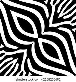 Black-White Stripes Lines Motifs Pattern Inspired by Zebra. Decoration for Interior, Exterior, Carpet, Textile, Garment, Cloth, Silk, Tile, Plastic, Paper, Wrapping, Wallpaper, Pillow, Background, Ect