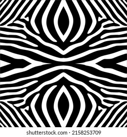 Black-White Stripes Lines Motifs Pattern Inspired by Zebra. Decoration for Interior, Exterior, Carpet, Textile, Garment, Cloth, Silk, Tile, Plastic, Paper, Wrapping, Wallpaper, Pillow, Background, Ect
