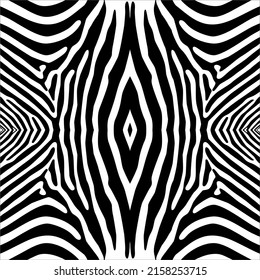 Black-White Stripes Lines Motifs Pattern Inspired by Zebra. Decoration for Interior, Exterior, Carpet, Textile, Garment, Cloth, Silk, Tile, Plastic, Paper, Wrapping, Wallpaper, Pillow, Background, Ect