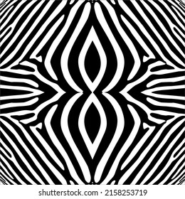 Schwarz-Weiß Streifen Linien Muster von Zebra inspiriert. Dekoration des Innenraums, Außenbereich, Teppichboden, Textilien, Kleidung, Tuch, Seide, Tile, Kunststoff, Papier, Umhüllung, Tapete, Kissen, Hintergrund, EKT