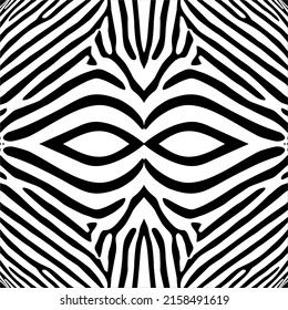 Black-White Stripes Lines Motifs Pattern Inspired by Zebra. Decoration for Interior, Exterior, Carpet, Textile, Garment, Cloth, Silk, Tile, Plastic, Paper, Wrapping, Wallpaper, Pillow, Background, Ect