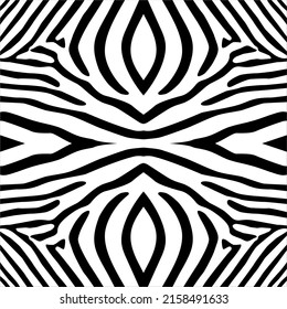 Black-White Stripes Lines Motifs Pattern Inspired by Zebra. Decoration for Interior, Exterior, Carpet, Textile, Garment, Cloth, Silk, Tile, Plastic, Paper, Wrapping, Wallpaper, Pillow, Background, Ect