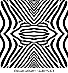 Black-White Stripes Lines Motifs Pattern Inspired by Zebra. Decoration for Interior, Exterior, Carpet, Textile, Garment, Cloth, Silk, Tile, Plastic, Paper, Wrapping, Wallpaper, Pillow, Background, Ect