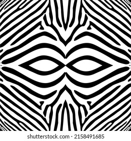 Black-White Stripes Lines Motifs Pattern Inspired by Zebra. Decoration for Interior, Exterior, Carpet, Textile, Garment, Cloth, Silk, Tile, Plastic, Paper, Wrapping, Wallpaper, Pillow, Background, Ect