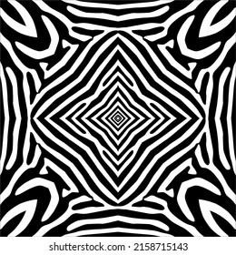 Black-White Stripes Lines Motifs Pattern Inspired by Zebra. Decoration for Interior, Exterior, Carpet, Textile, Garment, Cloth, Silk, Tile, Plastic, Paper, Wrapping, Wallpaper, Pillow, Background, Ect