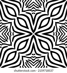 Black-White Stripes Lines Motifs Pattern Inspired by Zebra. Decoration for Interior, Exterior, Carpet, Textile, Garment, Cloth, Silk, Tile, Plastic, Paper, Wrapping, Wallpaper, Pillow, Background, Ect