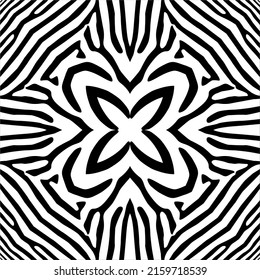 Black-White Stripes Lines Motifs Pattern Inspired by Zebra. Decoration for Interior, Exterior, Carpet, Textile, Garment, Cloth, Silk, Tile, Plastic, Paper, Wrapping, Wallpaper, Pillow, Background, Ect