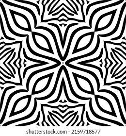 Black-White Stripes Lines Motifs Pattern Inspired by Zebra. Decoration for Interior, Exterior, Carpet, Textile, Garment, Cloth, Silk, Tile, Plastic, Paper, Wrapping, Wallpaper, Pillow, Background, Ect