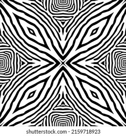 Black-White Stripes Lines Motifs Pattern Inspired by Zebra. Decoration for Interior, Exterior, Carpet, Textile, Garment, Cloth, Silk, Tile, Plastic, Paper, Wrapping, Wallpaper, Pillow, Background, Ect