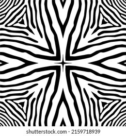 Black-White Stripes Lines Motifs Pattern Inspired by Zebra. Decoration for Interior, Exterior, Carpet, Textile, Garment, Cloth, Silk, Tile, Plastic, Paper, Wrapping, Wallpaper, Pillow, Background, Ect