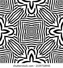 Black-White Stripes Lines Motifs Pattern Inspired by Zebra. Decoration for Interior, Exterior, Carpet, Textile, Garment, Cloth, Silk, Tile, Plastic, Paper, Wrapping, Wallpaper, Pillow, Background, Ect